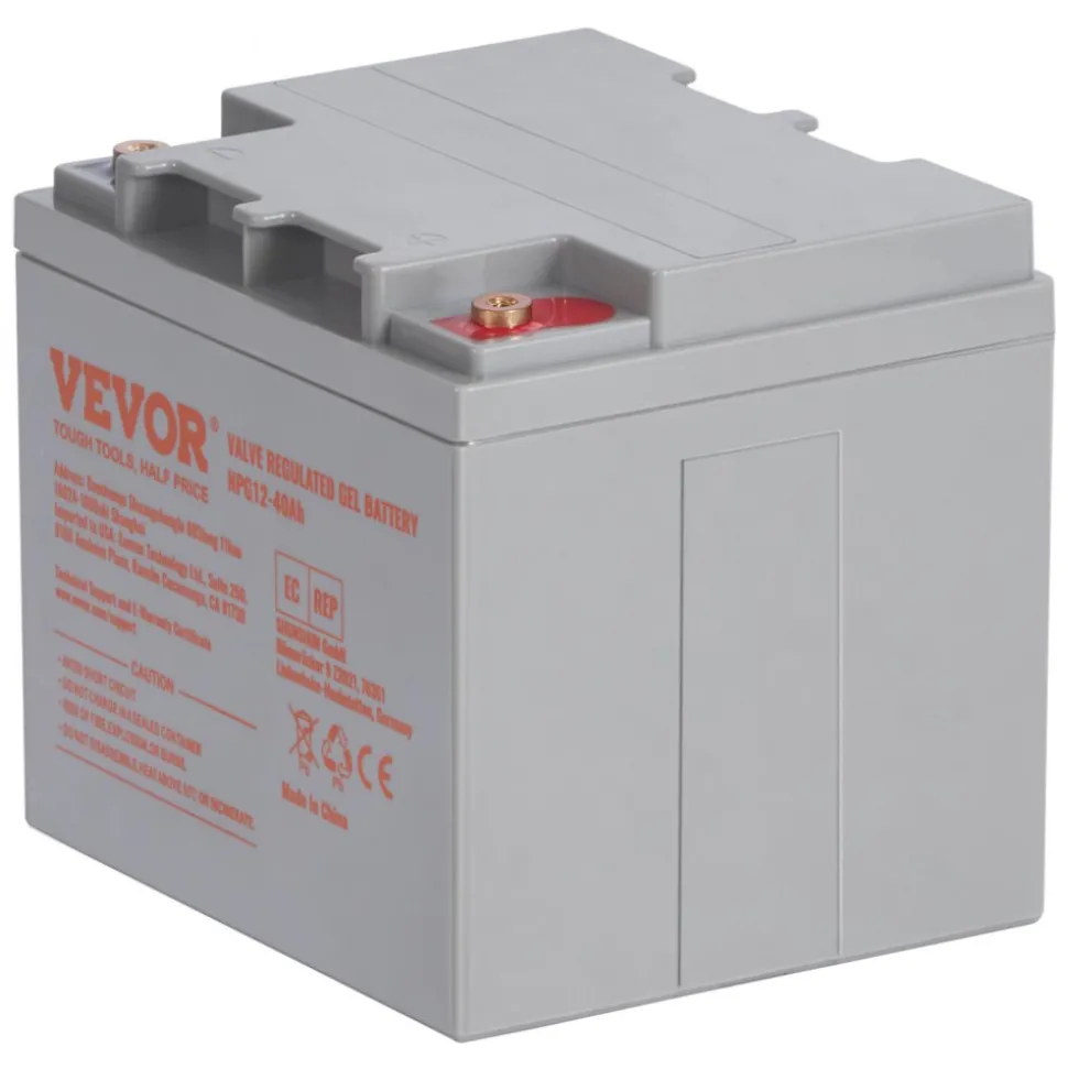 VEVOR Rechargeable AGM Marine Battery, 12V 40AH, with 400A Discharge Current, Ideal for Mobility Scooters, Electric Wheelchairs, Go-Karts, and e-Bikes