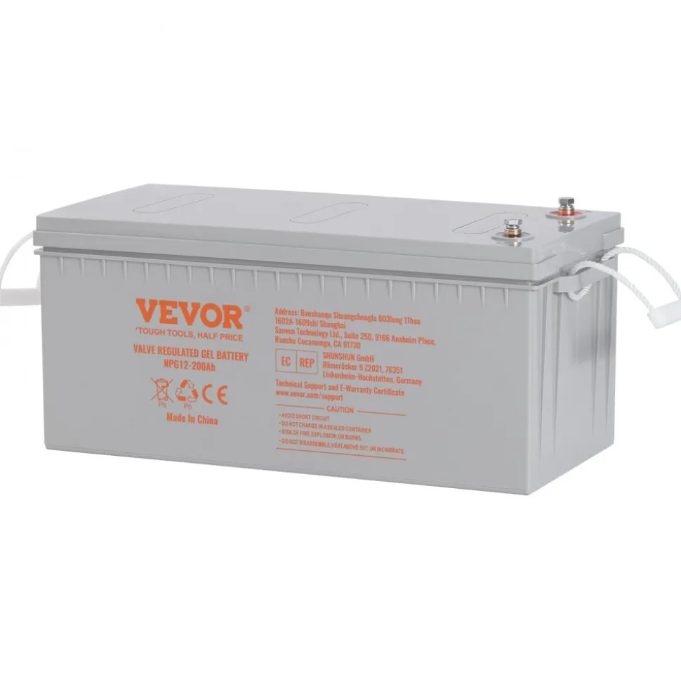 VEVOR Rechargeable AGM Marine Battery, 12V 200 AH, Designed for RV Solar Marine Off-Grid Use, UPS Backup, with a Self-Discharge Rate, 1400A Current
