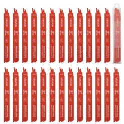 VEVOR Reciprocating Saw Blades, 25 Pack, 14/18 TPI Bi-Metal Reciprocating Saw Blade Set with Universal Shank, Sharp Teeth for Fast and Smooth Cuts, for Cutting 1/8-5/16 inch Medium Metals, Orange