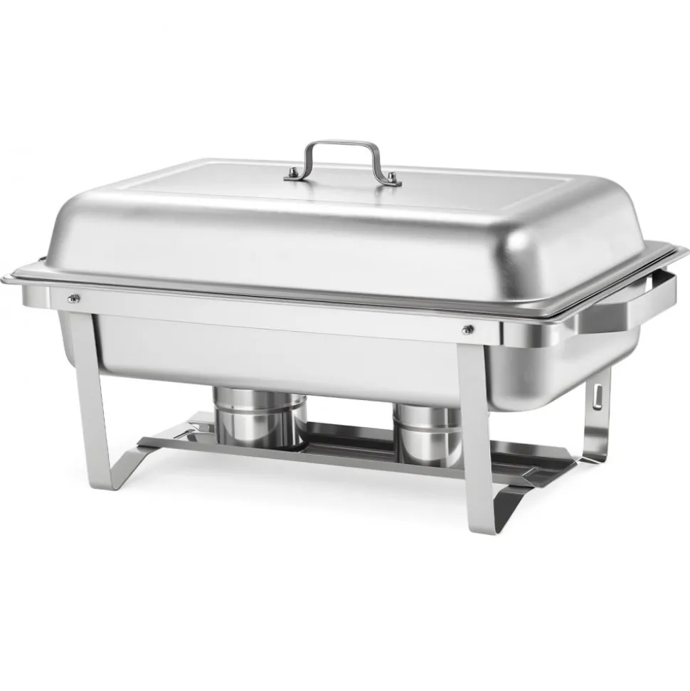 VEVOR Rectangle Chafing Dish, 9 Qt 6 Pack Stainless Steel Chafing Dish, Food Warmer Chafer Complete Set with Hollow Handle, 3 Food Tongs, Lid, Fuel Holder, Chafer Dishes for Banquet Party Wedding
