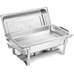 VEVOR Rectangle Chafing Dish, 9 Qt 6 Pack Stainless Steel Chafing Dish, Food Warmer Chafer Complete Set with Hollow Handle, 3 Food Tongs, Lid, Fuel Holder, Chafer Dishes for Banquet Party Wedding