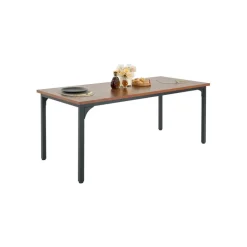 VEVOR Rectangle Dining Table, 71 inch Length Large Wood Tables for 6-8 Person, Farmhouse Dinner Furniture, Rustic Conference Desk with Iron Legs, for Home Kitchen Living Room, Brown(Only Table)