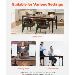 VEVOR Rectangle Dining Table, 71 inch Length Large Wood Tables for 6-8 Person, Farmhouse Dinner Furniture, Rustic Conference Desk with Iron Legs, for Home Kitchen Living Room, Brown(Only Table)