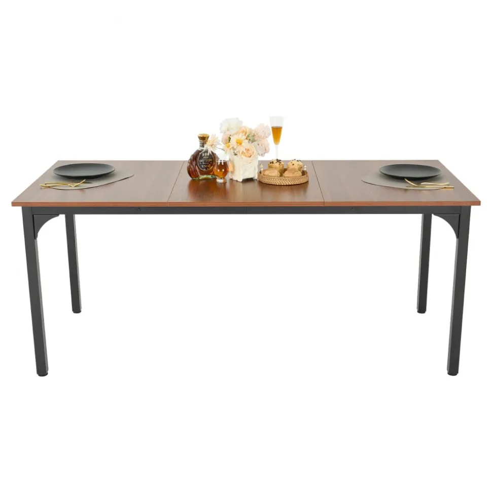 VEVOR Rectangle Dining Table, 71 inch Length Large Wood Tables for 6-8 Person, Farmhouse Dinner Furniture, Rustic Conference Desk with Iron Legs, for Home Kitchen Living Room, Brown(Only Table)
