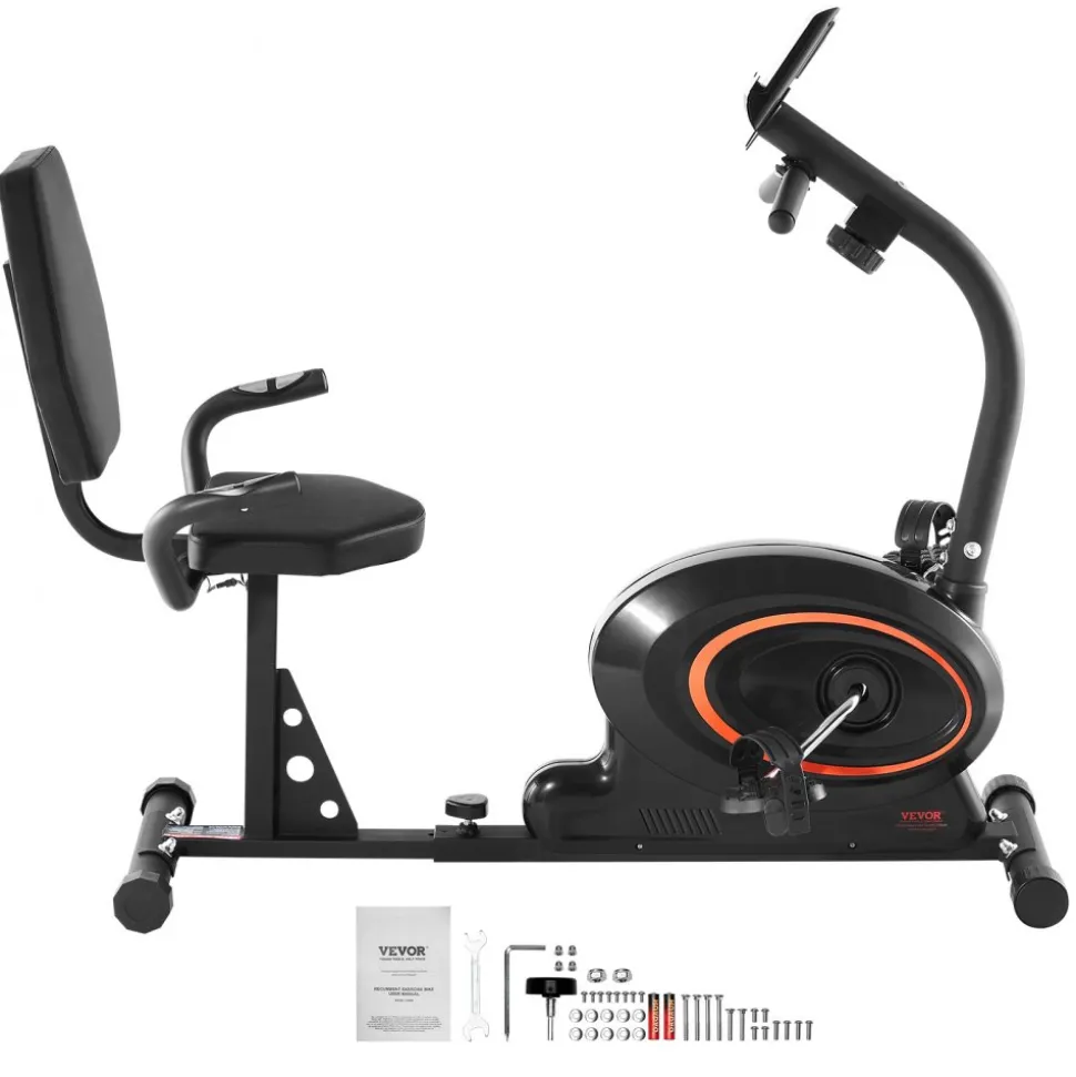 VEVOR Recumbent Exercise Bike, Recumbent Bike for Adults Seniors, Adjustable Magnetic Resistance Stationary Bike for Home, Workout Bike with Comfortable Seat Cushion, LCD Monitor, and Heavy Flywheel