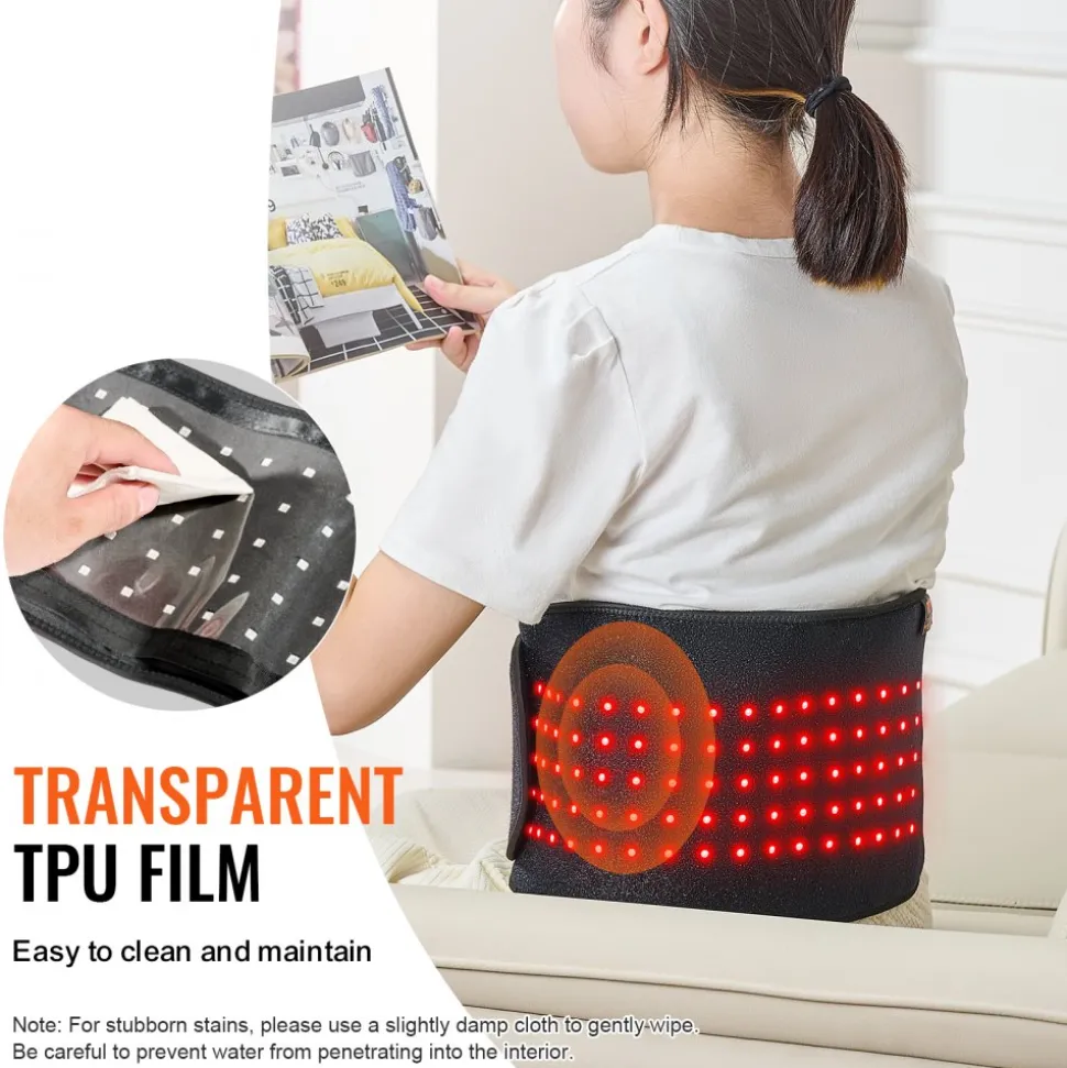 VEVOR Red Light Therapy Belt for Waist Shoulder, 660nm & 850nm Red Light Therapy Wrap Device with Timer, 80 LED, 3-Level Vibration & 10Hz Pulse, Cordless Light Therapy Pad for Pain Relief, Skin Health