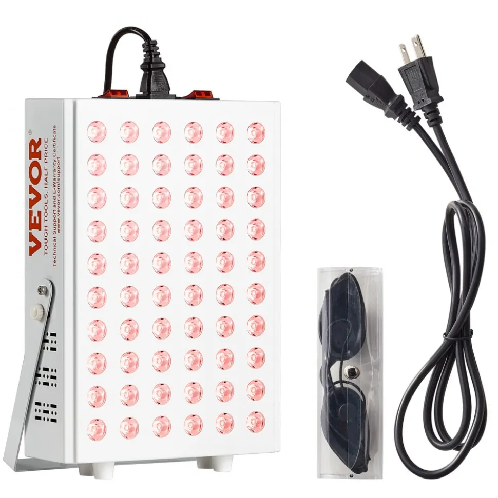 VEVOR Red Light Therapy for Body Face, 60 Dual-Chip LEDs, Red 660nm & Near Infrared 850nm Combo, High Power Red Light Therapy Panel for Recovery, Pain Relief, Wound Healing, Skin Health, 80W