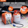VEVOR Refrigerant Recovery Tank with Float Switch - 30 lb. Capacity ac Recovery Tank with ¼ to ½ Adaptor, Reusable Recovery Tank HVAC for All Refrigerant, Prevent Overflow, with Trace Amount of N₂