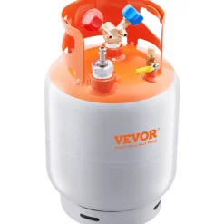 VEVOR Refrigerant Recovery Tank with Float Switch - 30 lb. Capacity ac Recovery Tank with ¼ to ½ Adaptor, Reusable Recovery Tank HVAC for All Refrigerant, Prevent Overflow, with Trace Amount of N₂