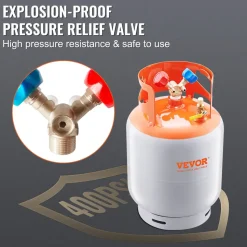 VEVOR Refrigerant Recovery Tank, 50 LBS Capacity, 400 psi Portable Cylinder Tank with Y-Valve for Liquid/Vapor, High-sealing Recovery Can for R22/R134A/R410A, Orange+Gray