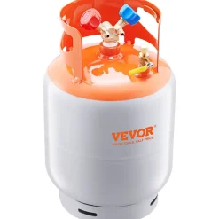 VEVOR Refrigerant Recovery Tank, 50 LBS Capacity, 400 psi Portable Cylinder Tank with Y-Valve for Liquid/Vapor, High-sealing Recovery Can for R22/R134A/R410A, Orange+Gray
