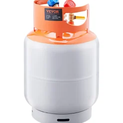 VEVOR Refrigerant Recovery Tank, 50 LBS Capacity, 400 psi Portable Cylinder Tank with Y-Valve for Liquid/Vapor, High-sealing Recovery Can for R22/R134A/R410A, Orange+Gray