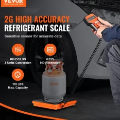 VEVOR Refrigerant Scale 110 LBS HAVC Charging Recovery Freon Scale, with Wired Remote Control, 2g High Precision Electronic Digital Recovery Weight Scale with Case and Dry Battery