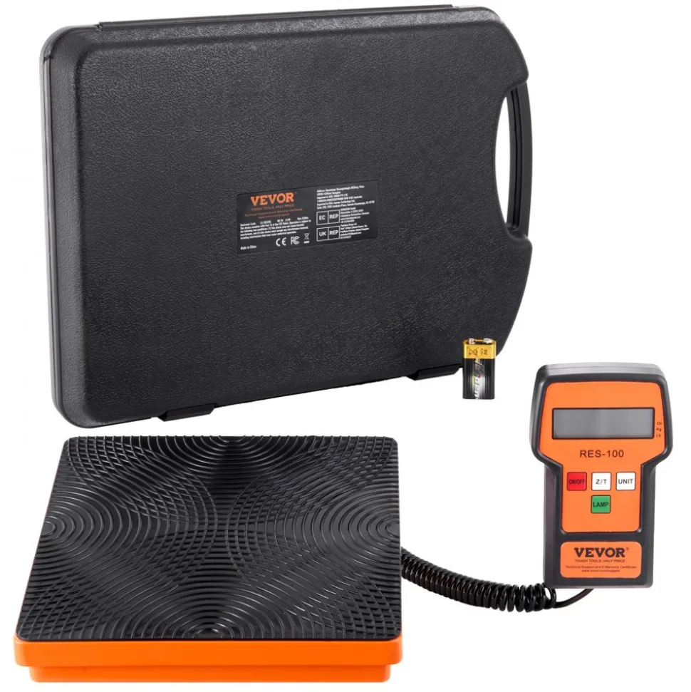 VEVOR Refrigerant Scale 110 LBS HAVC Charging Recovery Freon Scale, with Wired Remote Control, 2g High Precision Electronic Digital Recovery Weight Scale with Case and Dry Battery