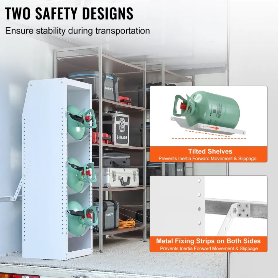 VEVOR Refrigerant Tank Rack, with 3 x 30-50lb Bottle Tanks, Cylinder Tank Rack 14.64x13.97x46.06 in, Refrigerant Cylinder Rack Gas Cylinder Racks and Holders for Freon, Gases, Oxygen, Nitrogen