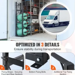 VEVOR Refrigerant Tank Rack, with 3 x 30lbs and Other 3 Small Bottle Tanks, Cylinder Tank Rack 12.79x12.99x47.12 in, Refrigerant Cylinder Rack and Holders for Freon, Gases, Oxygen, Nitrogen
