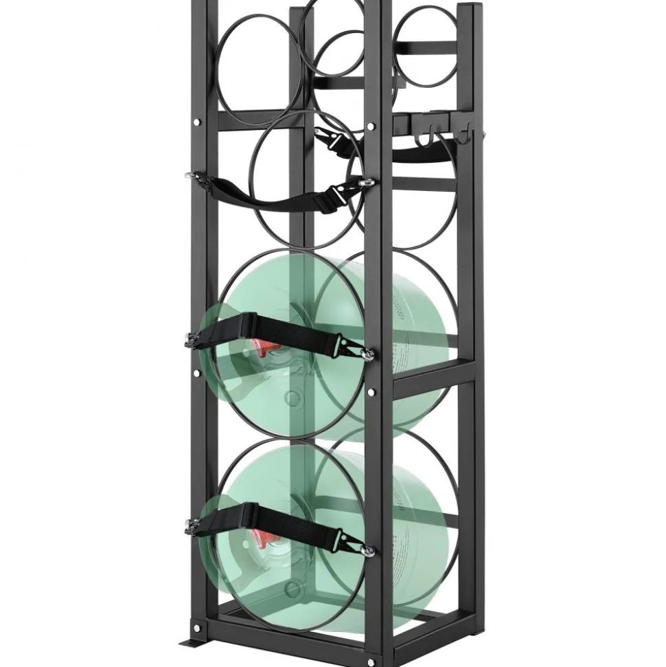 VEVOR Refrigerant Tank Rack, with 1 x 50lb, 2 x 30lb and Other 3 Small Bottle Tanks, Cylinder Tank Rack 15.55x12.99x49.8 in, Refrigerant Cylinder Rack and Holders for Freon, Gases, Oxygen, Nitrogen