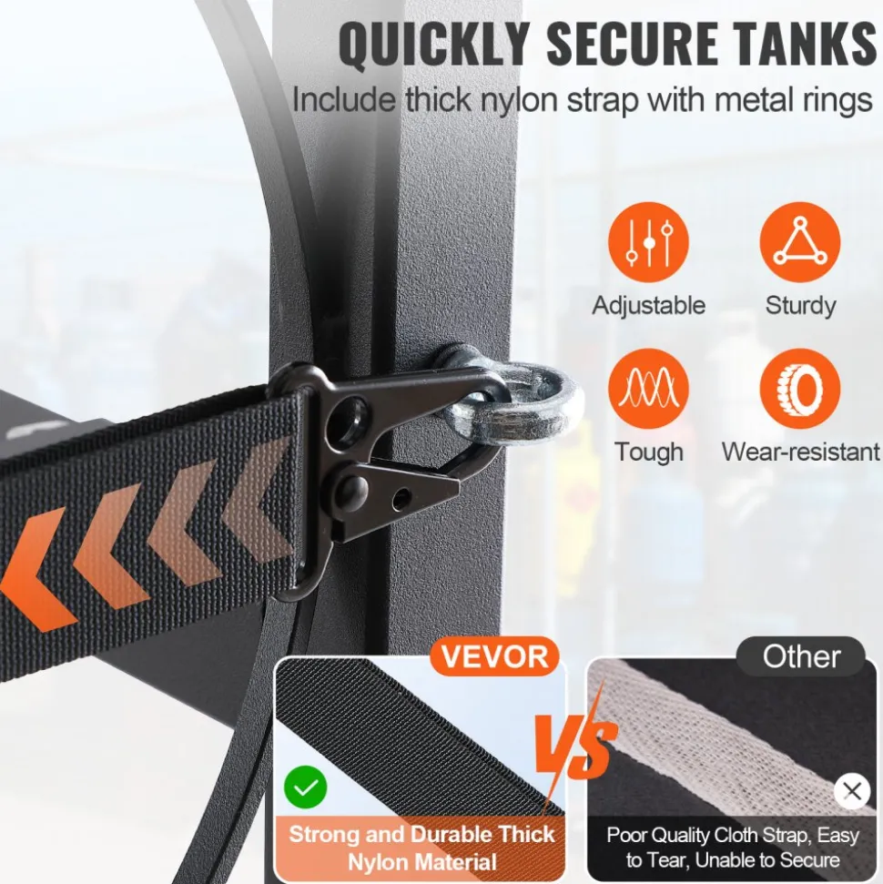 VEVOR Refrigerant Tank Rack, with 1 x 50lb, 2 x 30lb and Other 3 Small Bottle Tanks, Cylinder Tank Rack 15.55x12.99x49.8 in, Refrigerant Cylinder Rack and Holders for Freon, Gases, Oxygen, Nitrogen