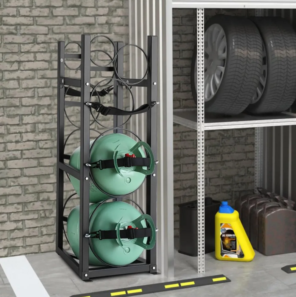 VEVOR Refrigerant Tank Rack, with 1 x 50lb, 2 x 30lb and Other 3 Small Bottle Tanks, Cylinder Tank Rack 15.55x12.99x49.8 in, Refrigerant Cylinder Rack and Holders for Freon, Gases, Oxygen, Nitrogen