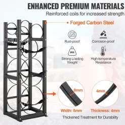 VEVOR Refrigerant Tank Rack, with 1 x 50lb, 2 x 30lb and Other 3 Small Bottle Tanks, Cylinder Tank Rack 15.55x12.99x49.8 in, Refrigerant Cylinder Rack and Holders for Freon, Gases, Oxygen, Nitrogen