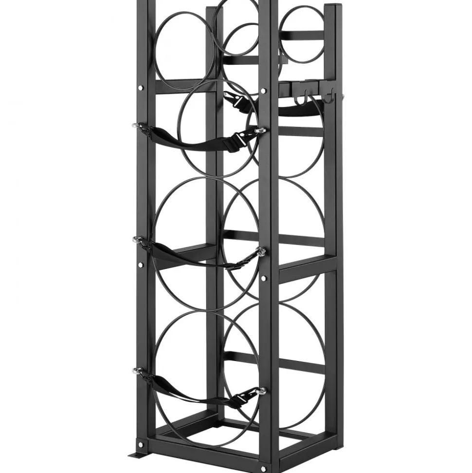 VEVOR Refrigerant Tank Rack, with 1 x 50lb, 2 x 30lb and Other 3 Small Bottle Tanks, Cylinder Tank Rack 15.55x12.99x49.8 in, Refrigerant Cylinder Rack and Holders for Freon, Gases, Oxygen, Nitrogen