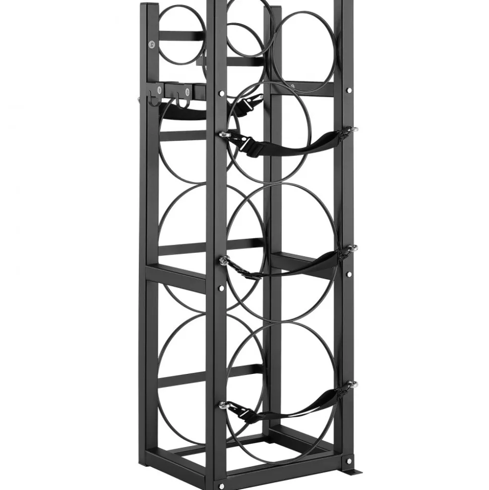 VEVOR Refrigerant Tank Rack, with 1 x 50lb, 2 x 30lb and Other 3 Small Bottle Tanks, Cylinder Tank Rack 15.55x12.99x49.8 in, Refrigerant Cylinder Rack and Holders for Freon, Gases, Oxygen, Nitrogen