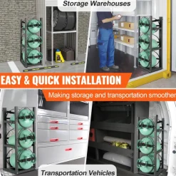 VEVOR Refrigerant Tank Rack, with 3 x 30lbs Bottle Tanks, Cylinder Tank Rack 12.79x12.99x33.07 in, Refrigerant Cylinder Rack Gas Cylinder Racks and Holders for Freon, Gases, Oxygen, Nitrogen