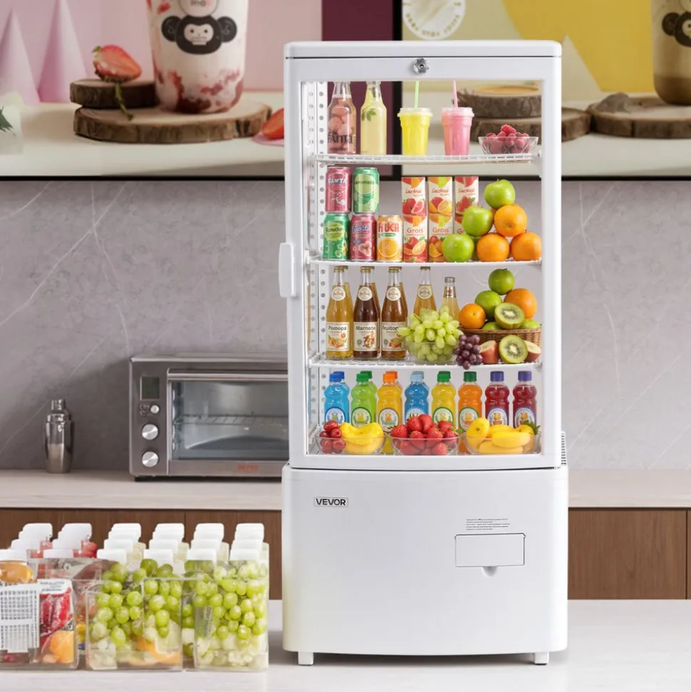 VEVOR Refrigerated Display Case, 3 Cu.Ft./85L Countertop Pastry Display Case, 3-Tier Commercial Cake Refrigerator with LED Lighting, TURBO Cooling, Frost-Free Air-Cooling, for Bakery, Dessert Shop