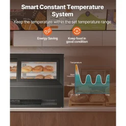 VEVOR Refrigerated Display Case, 7.1 Cu.Ft./190L Countertop Pastry Display Case, 2-Tier Commercial Cake Refrigerator with LED Lighting, TURBO Cooling, Frost-Free Air-Cooling, for Bakery, Dessert Shop