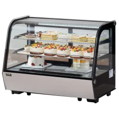 VEVOR Refrigerated Display Case, 5 Cu.Ft./146L Countertop Pastry Display Case, 2-Tier Commercial Display Refrigerator with LED Lighting, TURBO Cooling, Frost-Free Air-Cooling, for Bakery
