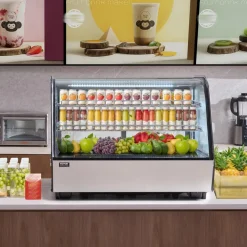 VEVOR Refrigerated Display Case, 5 Cu.Ft./146L Countertop Pastry Display Case, 2-Tier Commercial Display Refrigerator with LED Lighting, TURBO Cooling, Frost-Free Air-Cooling, for Bakery