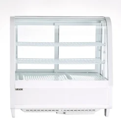 VEVOR Refrigerated Display Case, 3.5 Cu.Ft./100L Countertop Pastry Display Case, 2-Tier Commercial Cake Refrigerator with LED Lighting, TURBO Cooling, Frost-Free Air-Cooling, for Bakery, Dessert Shop
