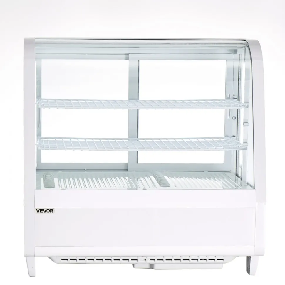 VEVOR Refrigerated Display Case, 3.5 Cu.Ft./100L Countertop Pastry Display Case, 2-Tier Commercial Cake Refrigerator with LED Lighting, TURBO Cooling, Frost-Free Air-Cooling, for Bakery, Dessert Shop