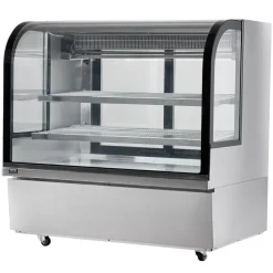 VEVOR Refrigerated Display Case, 18 Cu.Ft./505L Large Pastry Display Case, 2-Tier Commercial Display Refrigerator with LED Lighting, Downdraft Cooling, Movable with Casters, for Bakery