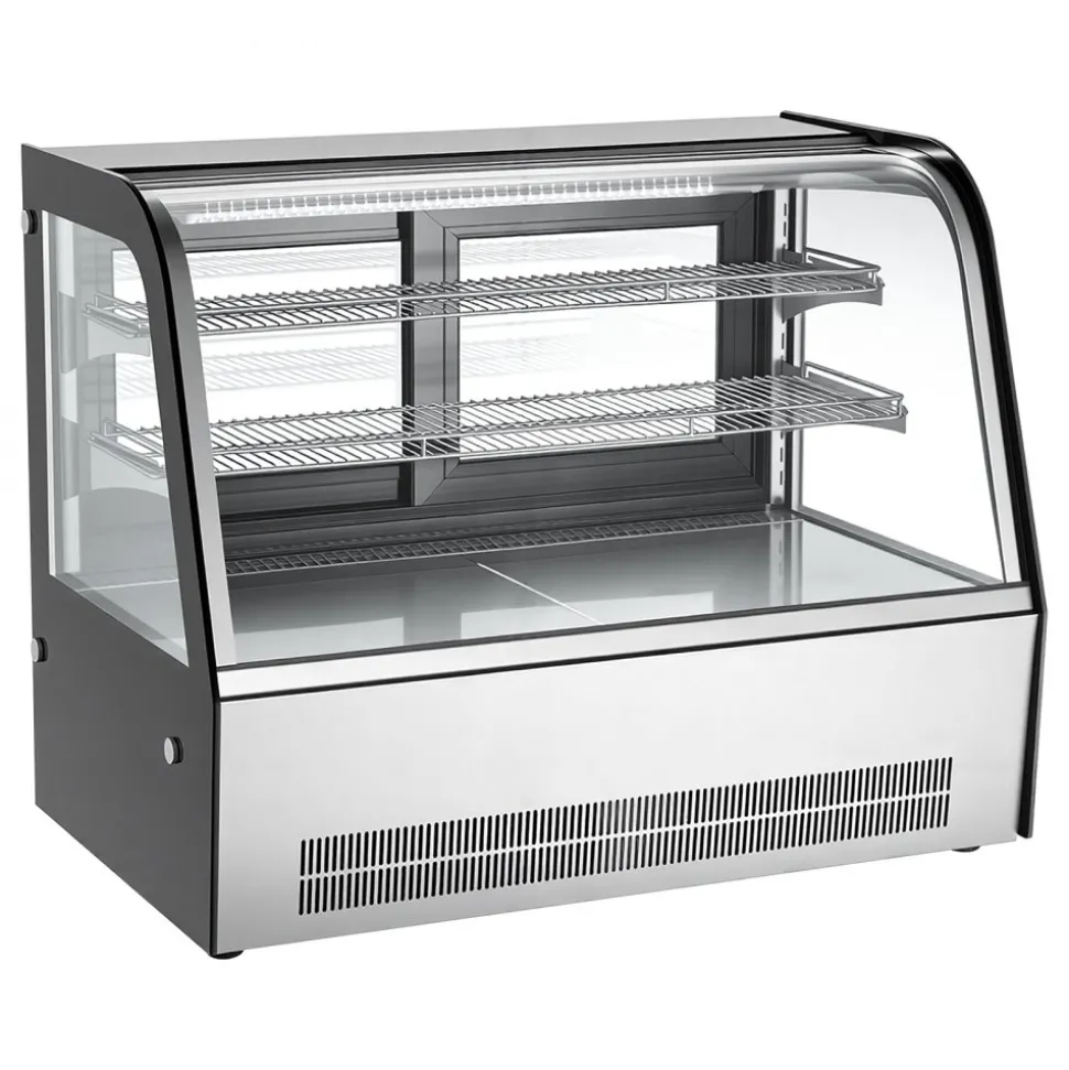 VEVOR Refrigerated Display Case, 5 Cu.Ft./145L Countertop Pastry Display Case, 2-Tier Commercial Cake Refrigerator with LED Lighting, TURBO Cooling, Frost-Free Air-Cooling, for Bakery, Dessert Shop