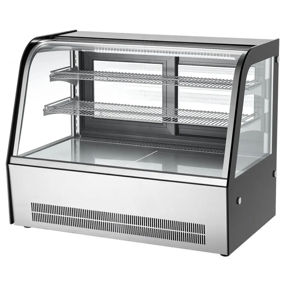VEVOR Refrigerated Display Case, 5 Cu.Ft./145L Countertop Pastry Display Case, 2-Tier Commercial Cake Refrigerator with LED Lighting, TURBO Cooling, Frost-Free Air-Cooling, for Bakery, Dessert Shop