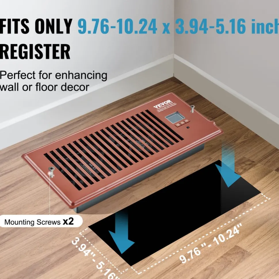 VEVOR Register Booster Fan, Quiet Vent Booster Fan Fits 6 x 12 inch Holes, with Remote Control and Thermostat Control, Adjustable Speed for Heating Cooling Smart Vent, White