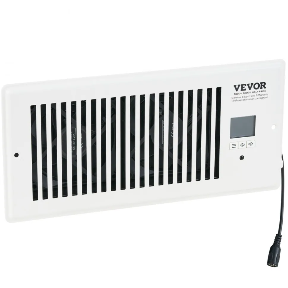 VEVOR Register Booster Fan, Quiet Vent Booster Fan Fits 4” x 10” Register Holes, with Remote Control and Thermostat Control, Adjustable Speed for Heating Cooling Smart Vent, White