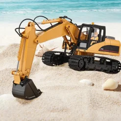 VEVOR Remote Control Excavator Toy, 15 Channel, 3 in 1 Remote Control Digger with Metal Shovel, 1:14 Scale RC Excavator with Light & Sound, Full Functional Construction Vehicles for Kids, 2 Batteries