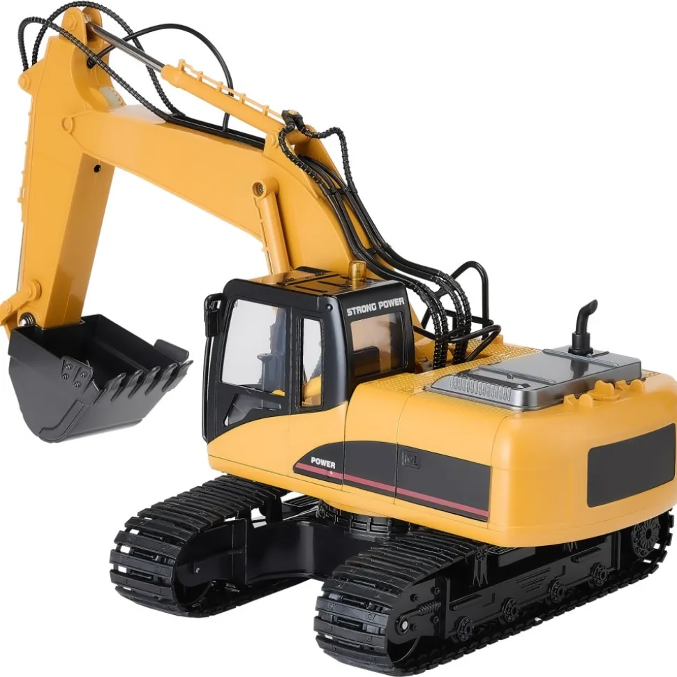 VEVOR Remote Control Excavator Toy, 15 Channel, 3 in 1 Remote Control Digger with Metal Shovel, 1:14 Scale RC Excavator with Light & Sound, Full Functional Construction Vehicles for Kids, 2 Batteries