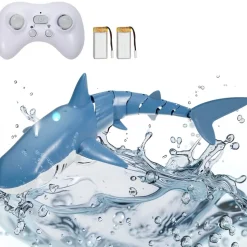 VEVOR Remote Control Shark Toy, 2.4GHz High Simulation Shark RC Boat for Swimming Pool Bathroom, Electric RC Shark Fish Toy with 2 Batteries, Light & Spray Water Function for 6+ Year Old Boys & Girls
