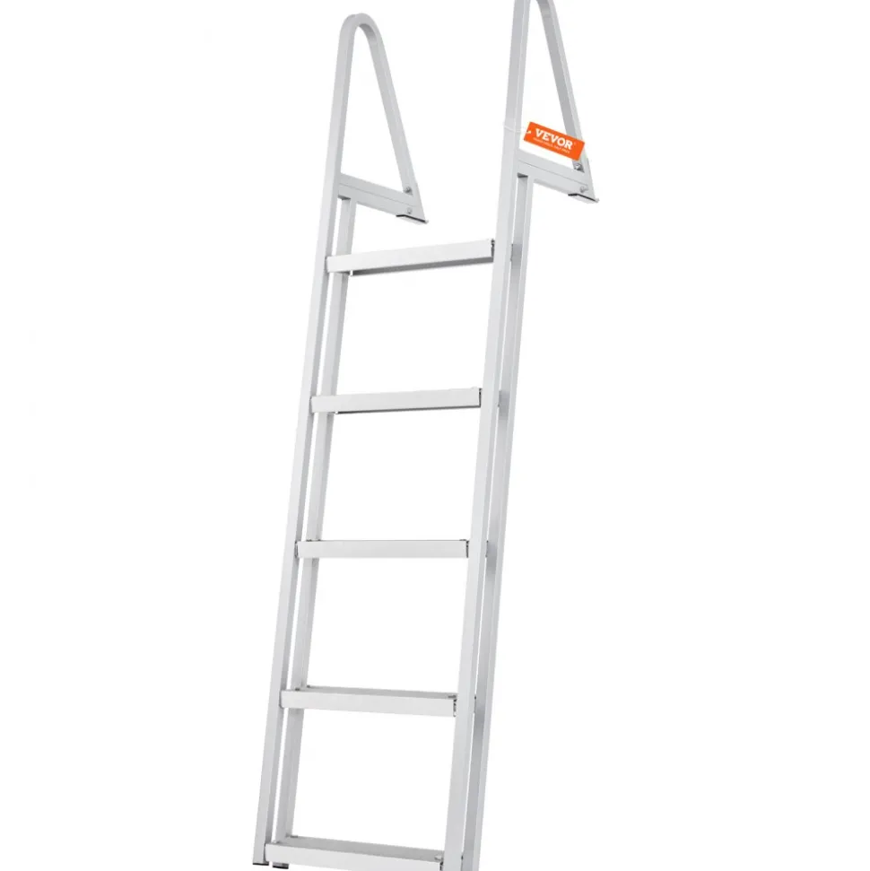 VEVOR Removable Dock Ladder 5 Steps, 350 lbs Load Capacity, Pontoon Boat Ladder with 4'' Wide Step & Nonslip Design for Ship/Lake/Pool/Marine Boarding