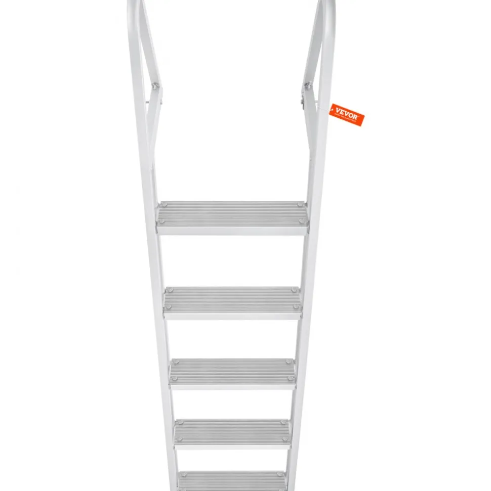 VEVOR Removable Dock Ladder 5 Steps, 350 lbs Load Capacity, Pontoon Boat Ladder with 4'' Wide Step & Nonslip Design for Ship/Lake/Pool/Marine Boarding