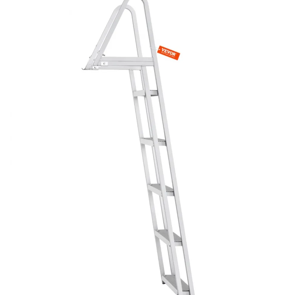 VEVOR Removable Dock Ladder 5 Steps, 350 lbs Load Capacity, Pontoon Boat Ladder with 4'' Wide Step & Nonslip Design for Ship/Lake/Pool/Marine Boarding