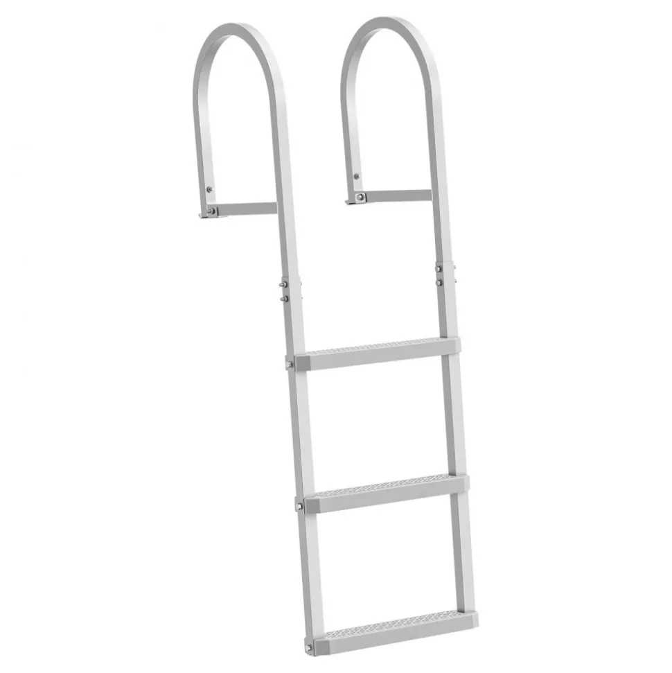 VEVOR Removable Dock Ladder, 3 Steps, Aluminum Alloy Pontoon Boat Swim Ladder, with Non-Slip Wide PP Steps, 500 lbs Weight Capacity, Quick Release Design, for Lake Swimming, Pool, Marine Boarding