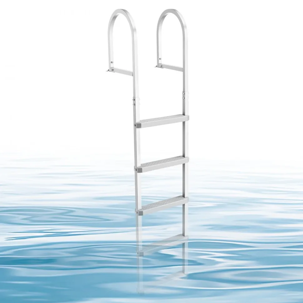 VEVOR Removable Dock Ladder, 5 Steps, Aluminum Alloy Pontoon Boat Swim Ladder, with Non-Slip Wide PP Steps, 500 lbs Weight Capacity, Quick Release Design, for Lake Swimming, Pool, Marine Boarding