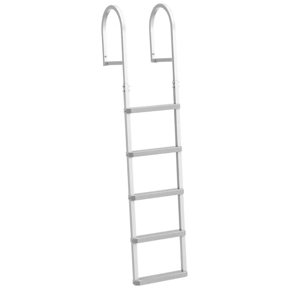 VEVOR Removable Dock Ladder, 5 Steps, Aluminum Alloy Pontoon Boat Swim Ladder, with Non-Slip Wide PP Steps, 500 lbs Weight Capacity, Quick Release Design, for Lake Swimming, Pool, Marine Boarding