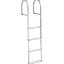 VEVOR Removable Dock Ladder, 4 Steps, Aluminum Alloy Pontoon Boat Swim Ladder, with Non-Slip Wide Steps, 500 lbs Weight Capacity, Quick Release Design, for Lake Swimming, Pool, Boat, Marine Boarding