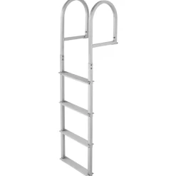VEVOR Removable Dock Ladder, 4 Steps, Aluminum Alloy Pontoon Boat Swim Ladder, with Non-Slip Wide Steps, 500 lbs Weight Capacity, Quick Release Design, for Lake Swimming, Pool, Boat, Marine Boarding