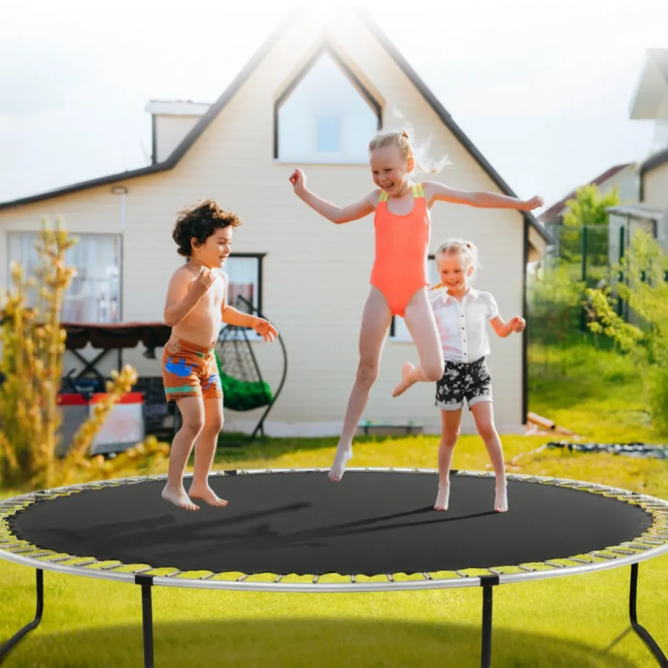 VEVOR Replacement Trampoline Mat, Jumping Mat Fits 12ft Frame, Universal Jumping Mat for 12ft Round Trampoline, Reinforce UV-Resistant Mat with Spring Tool & Durable V-Rings, Fit 5.5" Spring Length